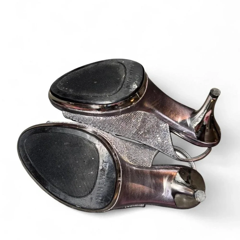 NINE‎ WESTSILVER SPARKLING HIGH HEELS PUMPS LADIES 6.5